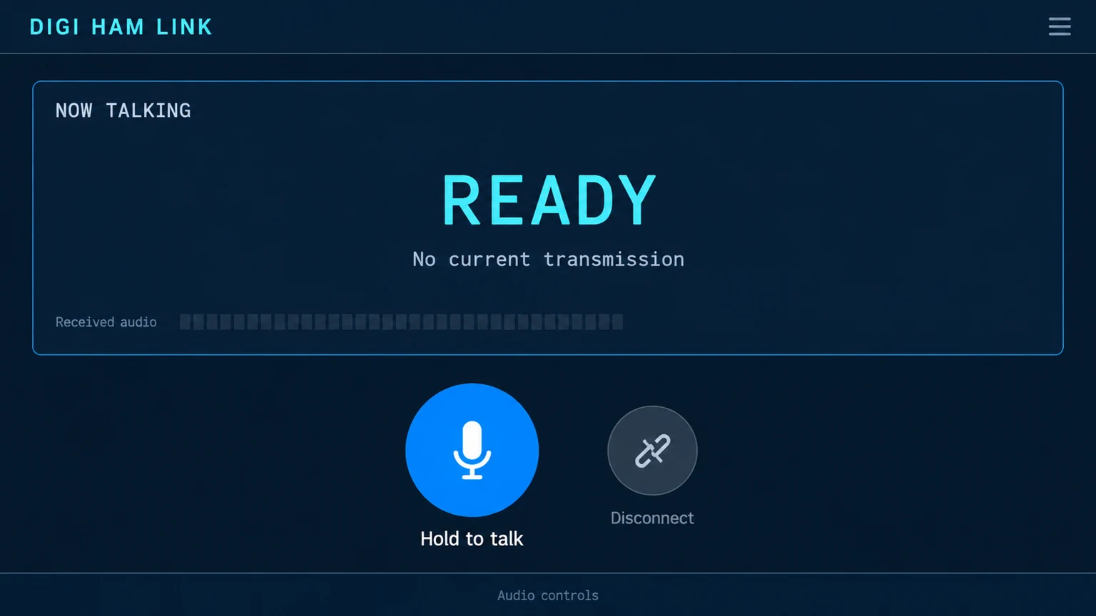 Screenshot-style illustration of the DIGI HAM LINK idle radio screen